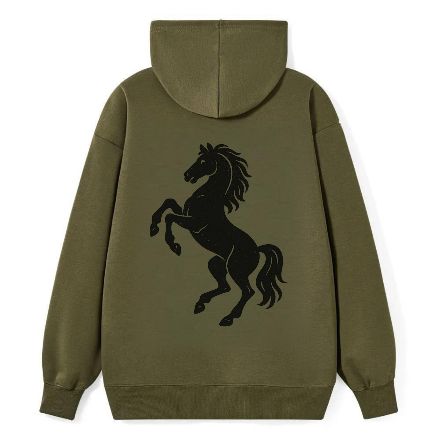 Stallion rearing on hind legs - Classic Pullover Hoodie - ArmyGreen