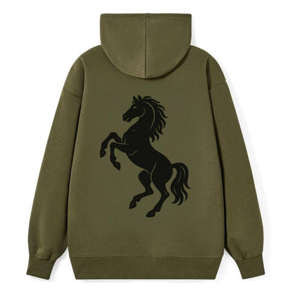 Stallion rearing on hind legs - Classic Pullover Hoodie - ArmyGreen