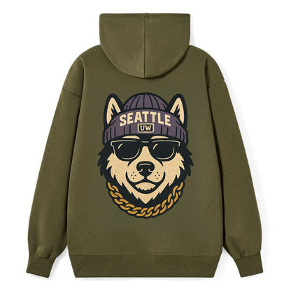 Seattle Husky - Classic Pullover Hoodie - ArmyGreen