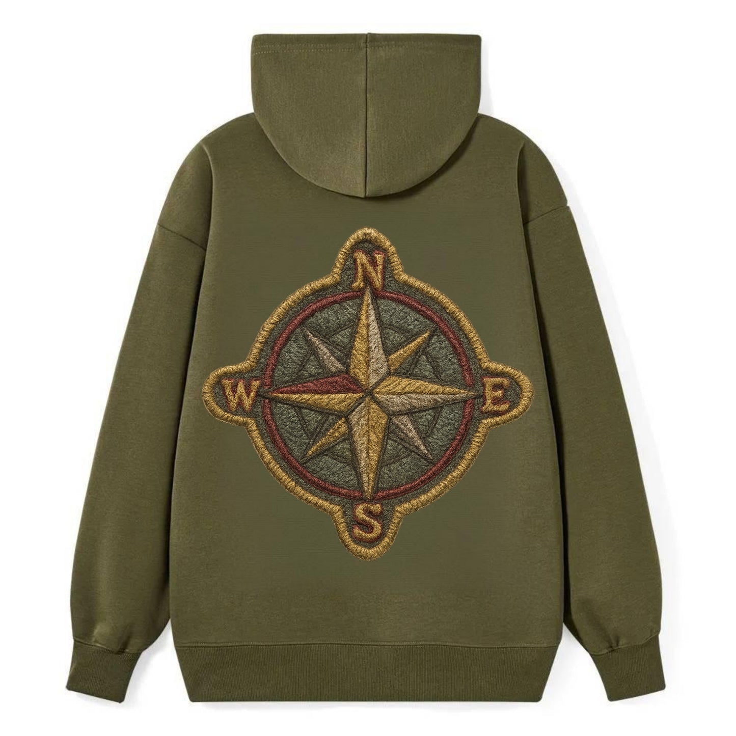 Compass rose with cardinal directions - explorer symbol - Classic Pullover Hoodie - ArmyGreen