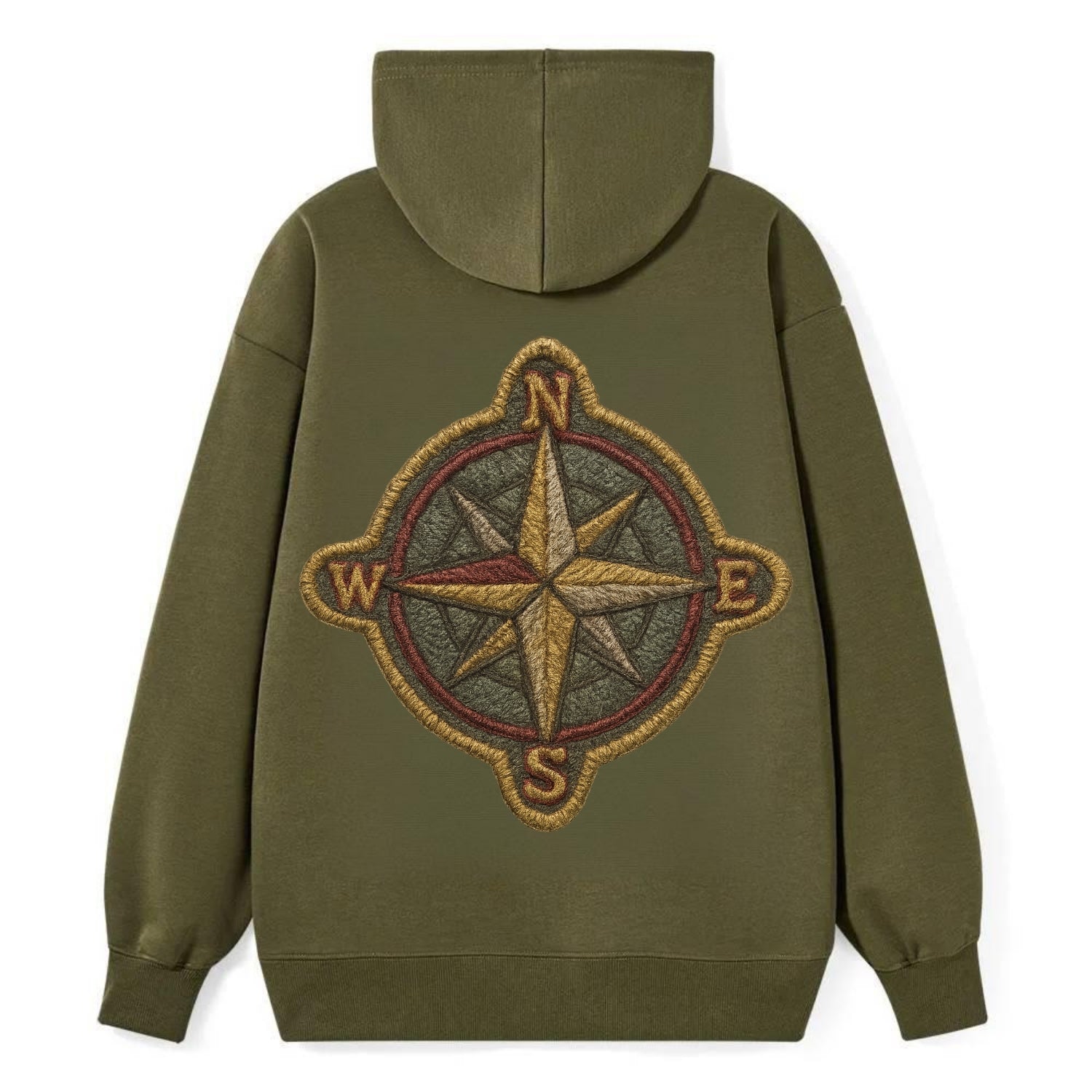Compass rose with cardinal directions - explorer symbol - Classic Pullover Hoodie - ArmyGreen