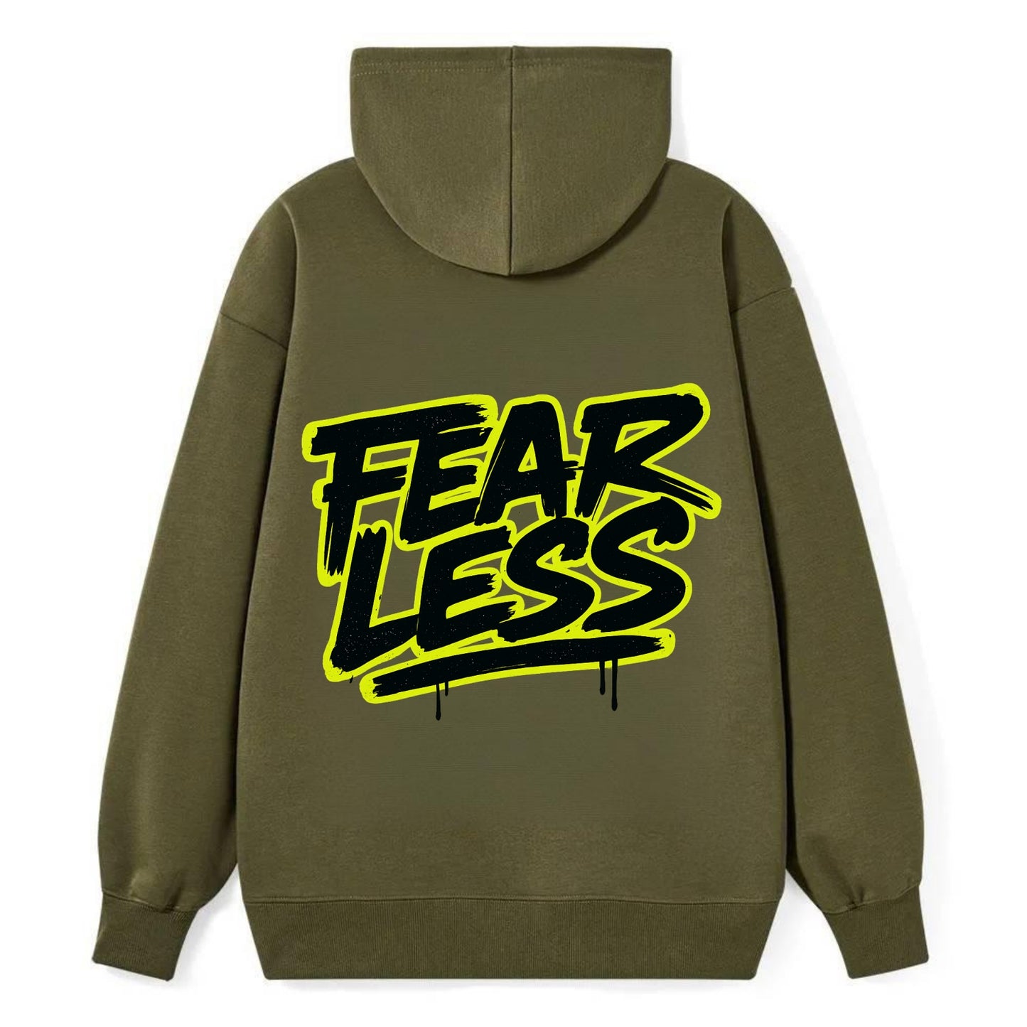 Bold typography design - "FEARLESS" - courage, bravery, facing challenges - Classic Pullover Hoodie - ArmyGreen