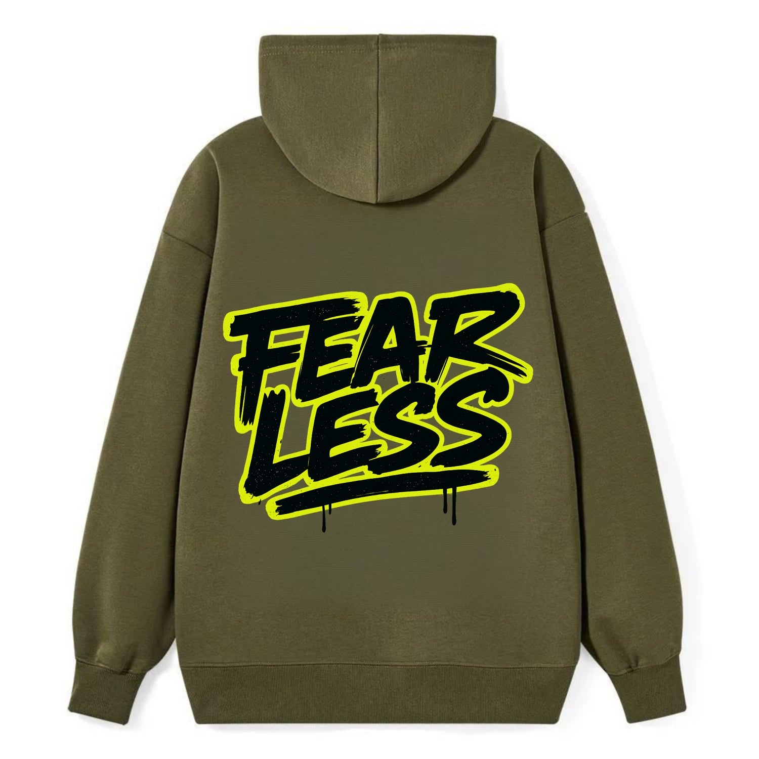 Bold typography design - "FEARLESS" - courage, bravery, facing challenges - Classic Pullover Hoodie - ArmyGreen
