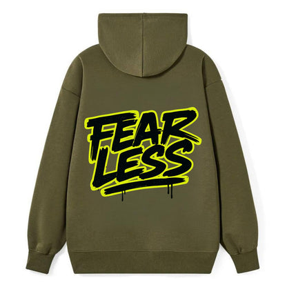 Bold typography design - "FEARLESS" - courage, bravery, facing challenges - Classic Pullover Hoodie - ArmyGreen