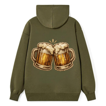 BEER MUG CHEERS - frosty beer stein in gold and amber , brewery - Classic Pullover Hoodie - ArmyGreen