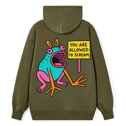 YOU ARE ALLOWED TO SCREAM | Open-mouthed frog - Classic Pullover Hoodie - ArmyGreen