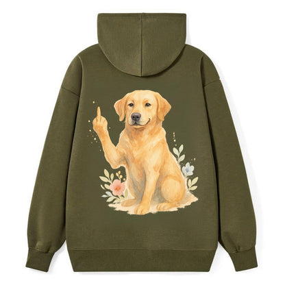 Labrador Retriever yellow sitting pretty, friendly face, strong paw up - Classic Pullover Hoodie - ArmyGreen