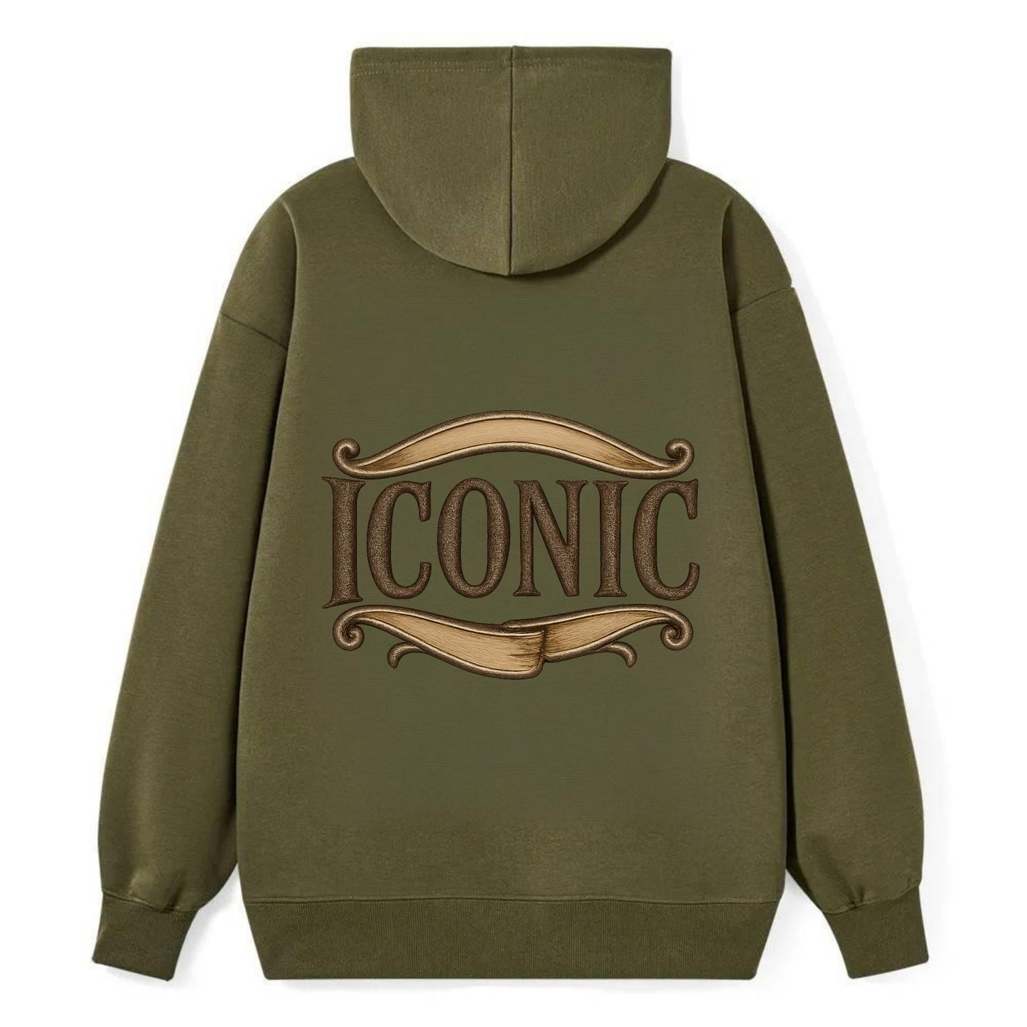 Bold typography design - "ICONIC" - instantly recognizable, trendsetter - Classic Pullover Hoodie - ArmyGreen