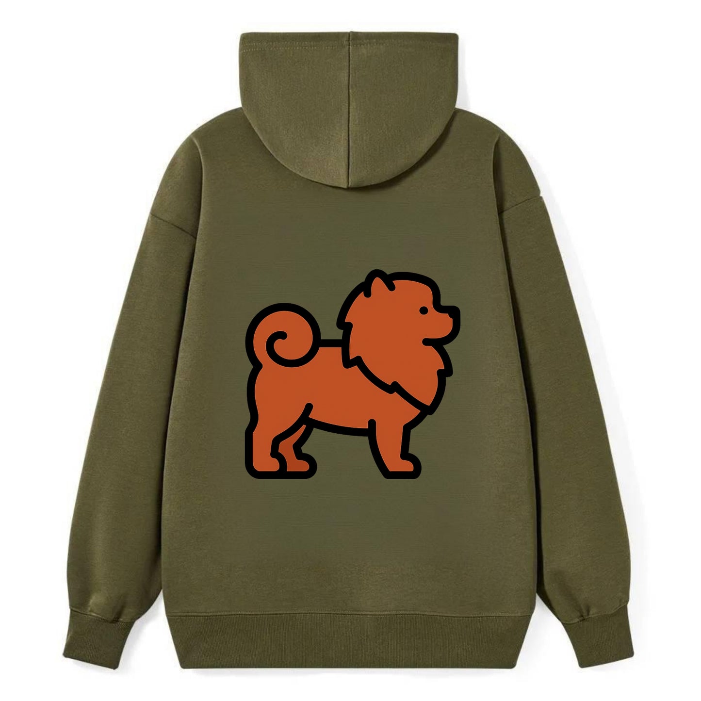 Chow Chow - Red fluffy flat side profile - Classic Pullover Hoodie - ArmyGreen