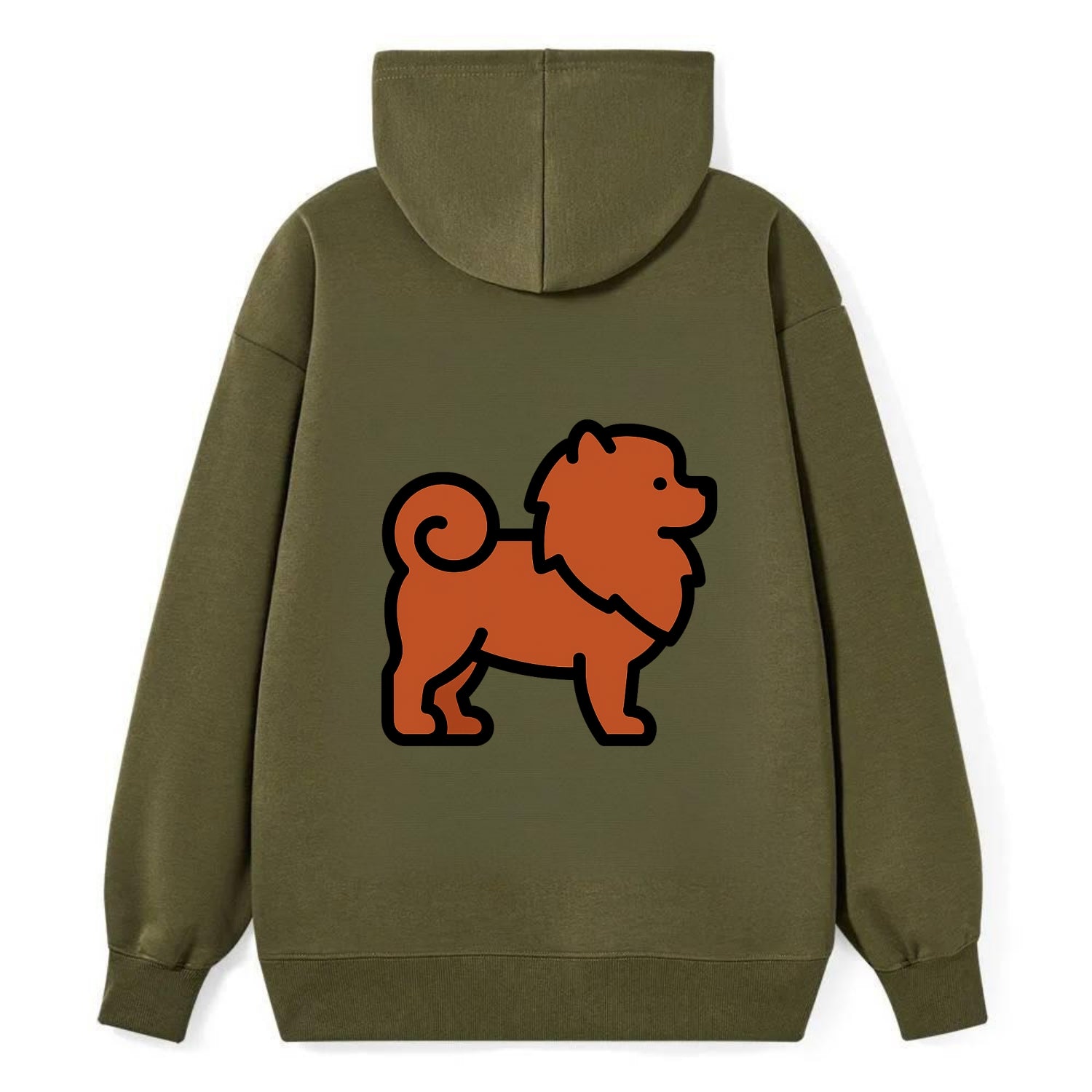 Chow Chow - Red fluffy flat side profile - Classic Pullover Hoodie - ArmyGreen