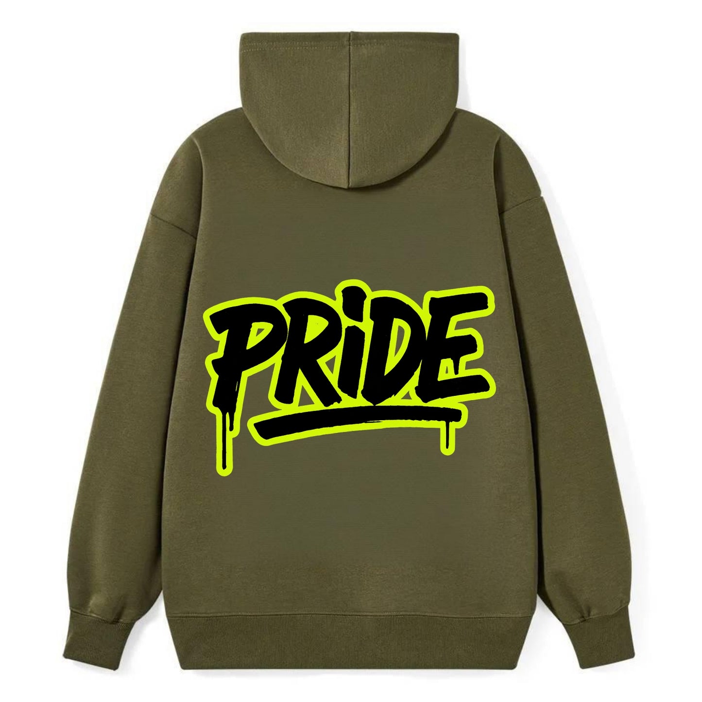 Bold typography design - "PRIDE" - dignified satisfaction, honor - Classic Pullover Hoodie - ArmyGreen