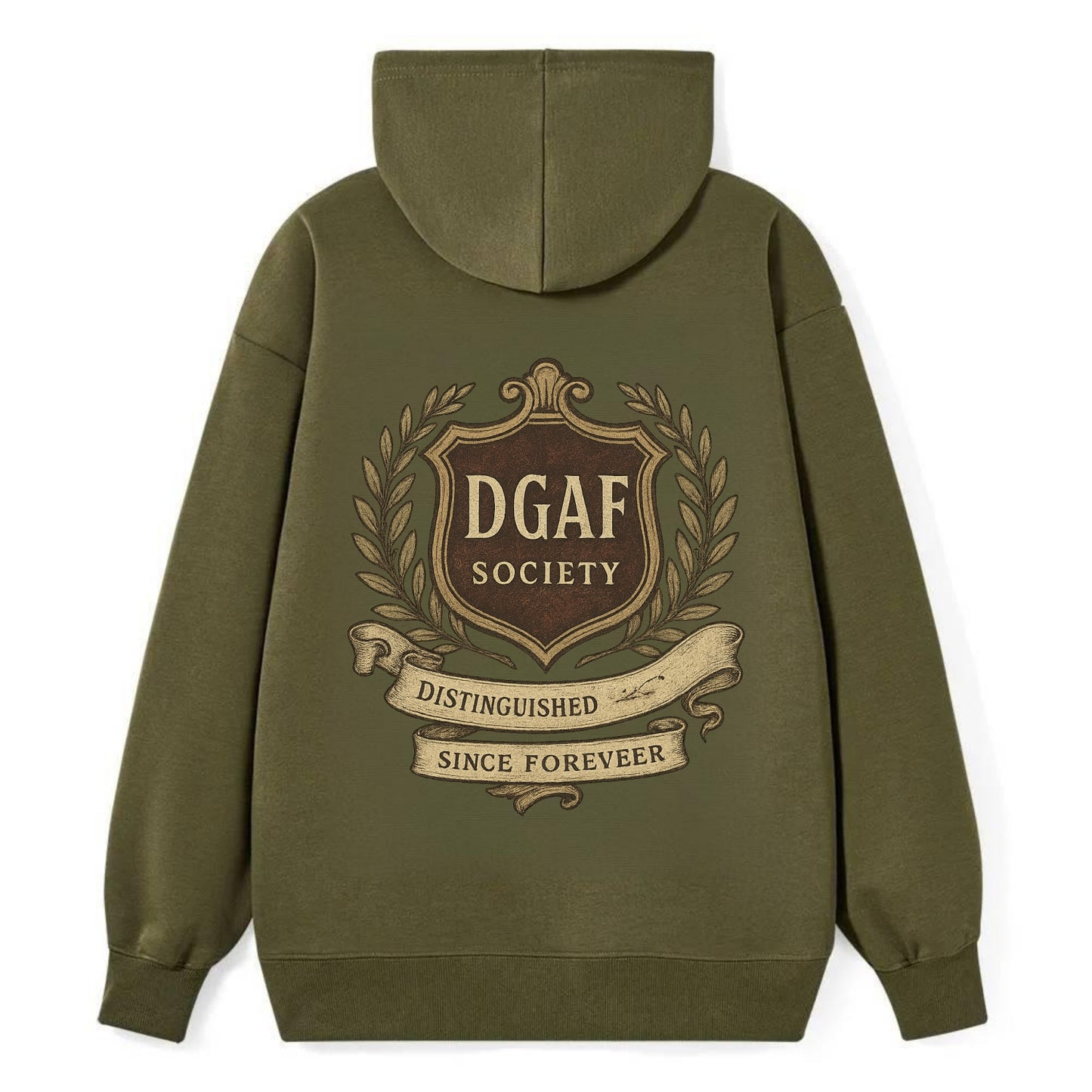 Official membership card design - "DGAF Society - Distinguished Members - Classic Pullover Hoodie - ArmyGreen