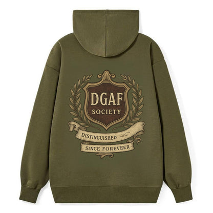 Official membership card design - "DGAF Society - Distinguished Members - Classic Pullover Hoodie - ArmyGreen