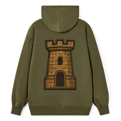 Castle Tower  - Classic Pullover Hoodie - ArmyGreen