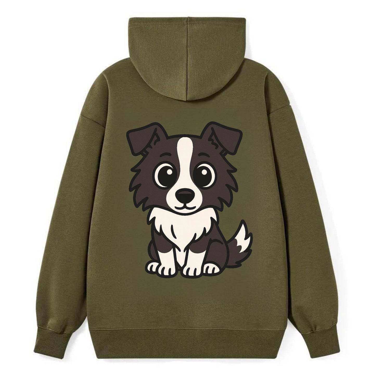 Border Collie - Intense stare sitting pose - Classic Pullover Hoodie - ArmyGreen