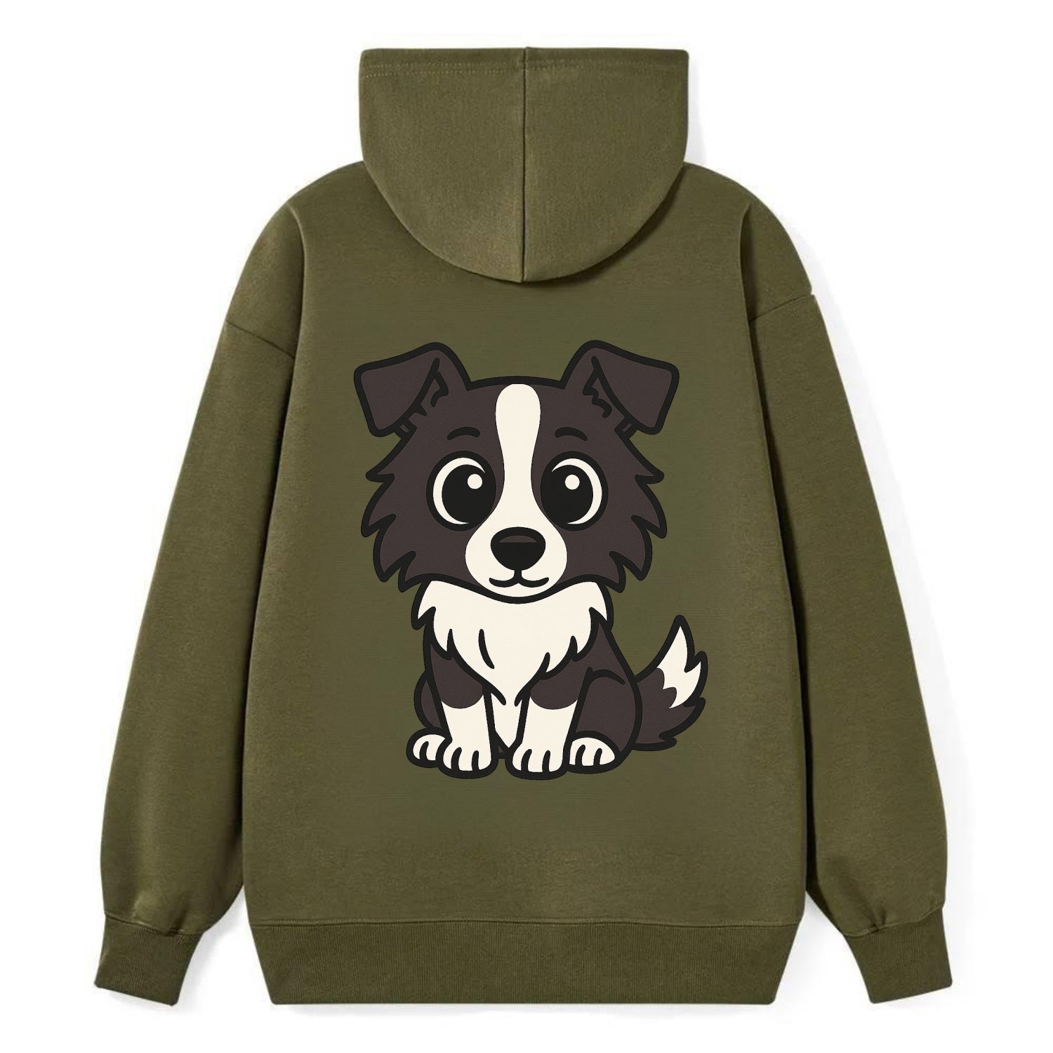 Border Collie - Intense stare sitting pose - Classic Pullover Hoodie - ArmyGreen