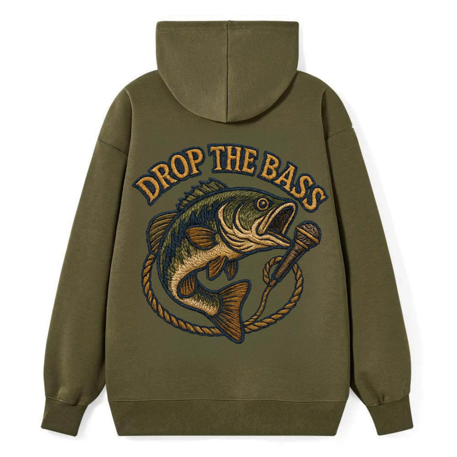 Drop The Bass  - Classic Pullover Hoodie - ArmyGreen