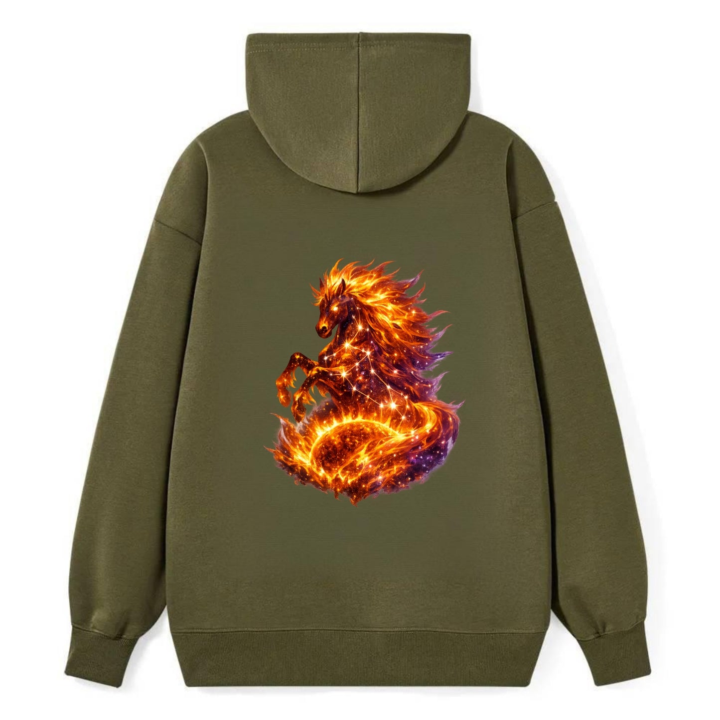 SOLAR FLARE | Horse emerging from the sun | Solar corona mane | Star - Classic Pullover Hoodie - ArmyGreen