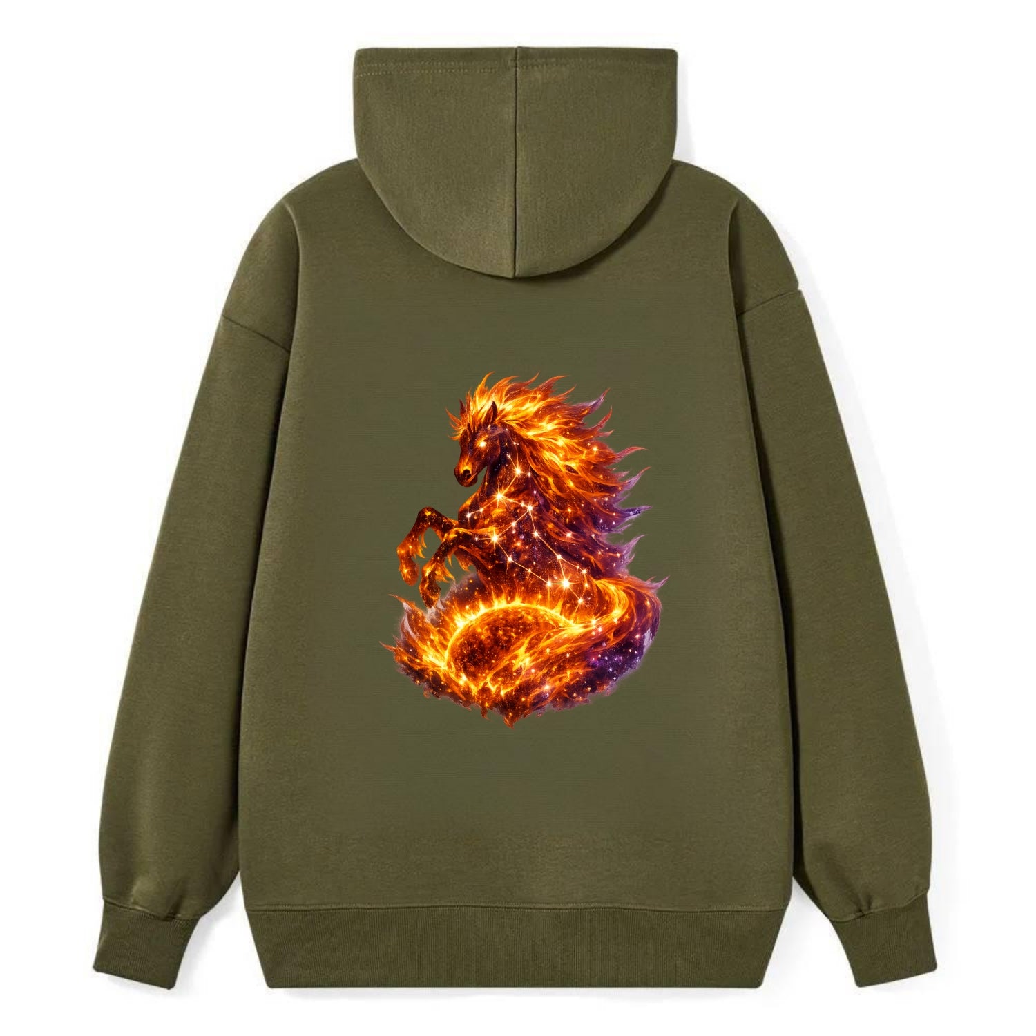 SOLAR FLARE | Horse emerging from the sun | Solar corona mane | Star - Classic Pullover Hoodie - ArmyGreen