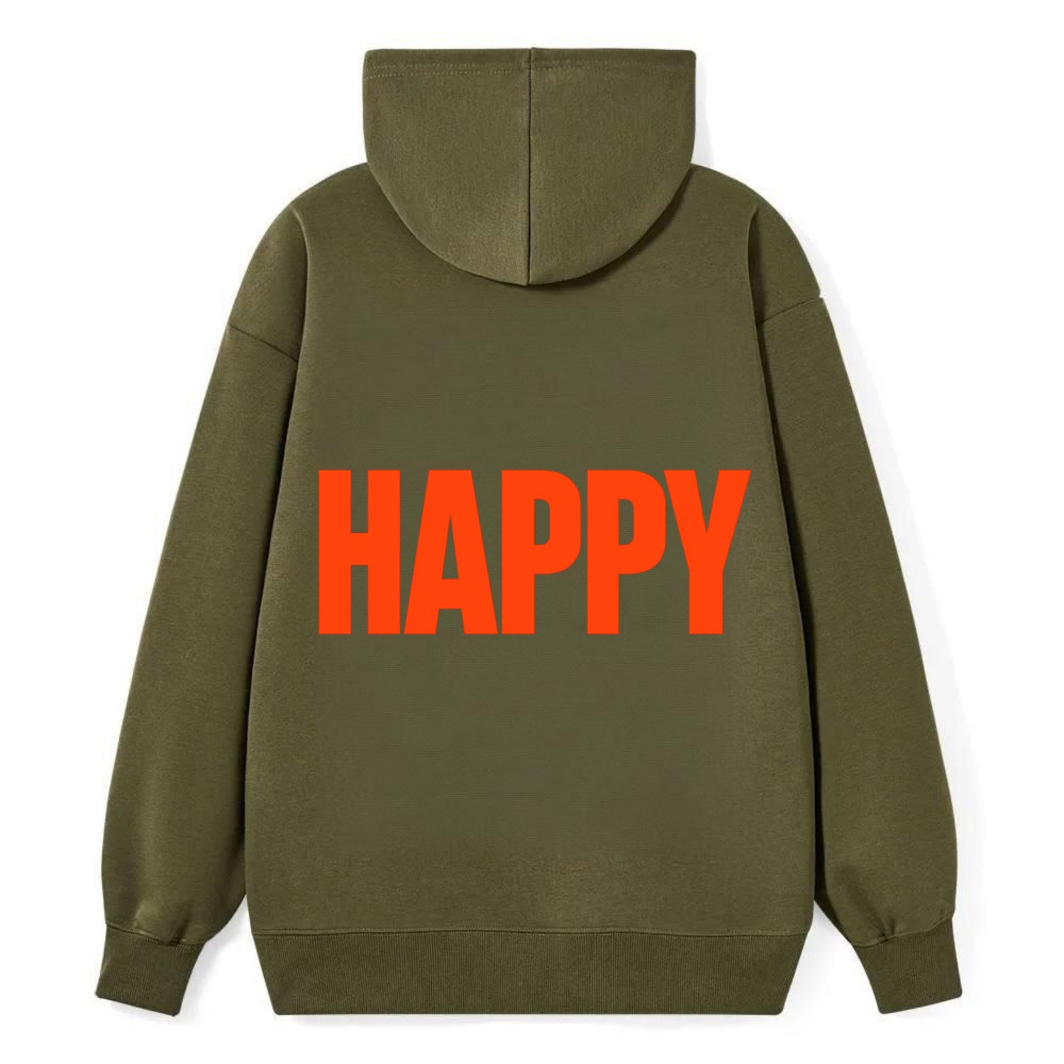 Bold typography design - "HAPPY" - joyful, content, pleased - Classic Pullover Hoodie - ArmyGreen
