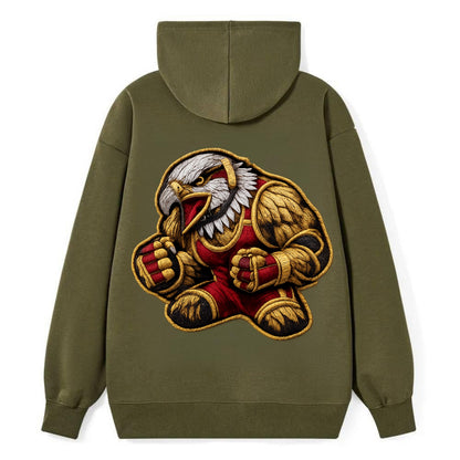 Embroidered patch design - WRESTLING EAGLE - fierce eagle with wrestling - Classic Pullover Hoodie - ArmyGreen