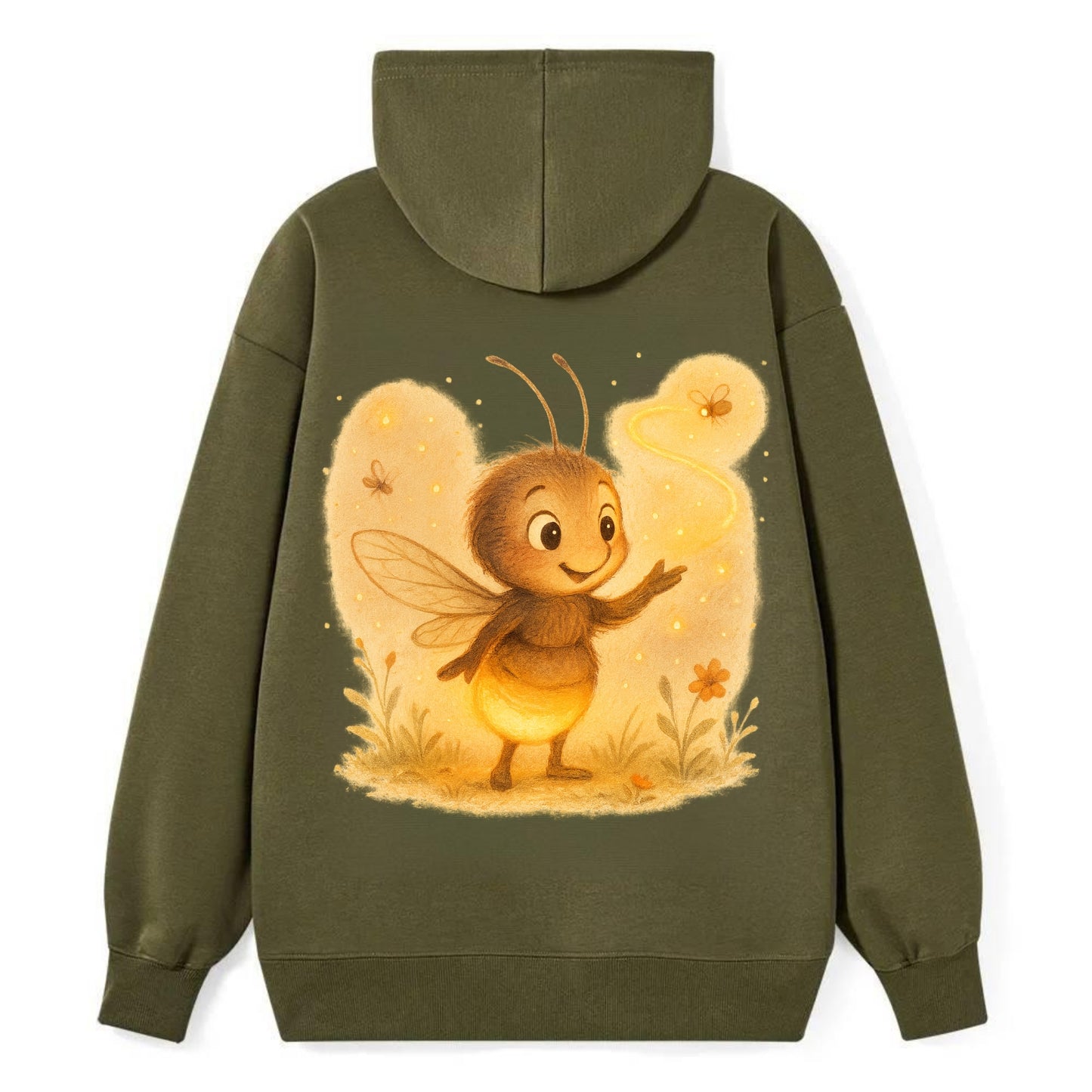 Firefly choreographer arranging synchronized light patterns over a meadow - Classic Pullover Hoodie - ArmyGreen