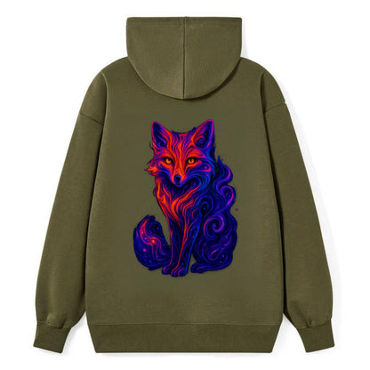 Clever fox with tail dissolving into cosmic nebula swirls, orange to - Classic Pullover Hoodie - ArmyGreen