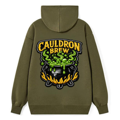 CAULDRON BREW - bubbling pot in black and green , witch craft - Classic Pullover Hoodie - ArmyGreen