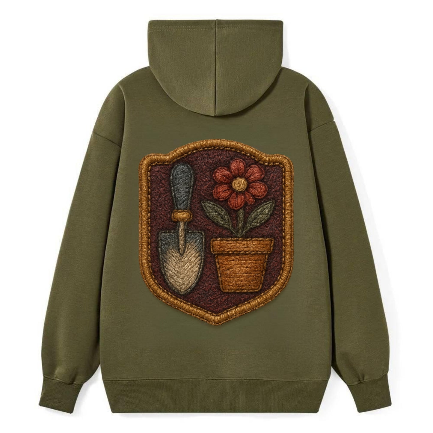 Garden trowel with flower pot - gardener badge - Classic Pullover Hoodie - ArmyGreen