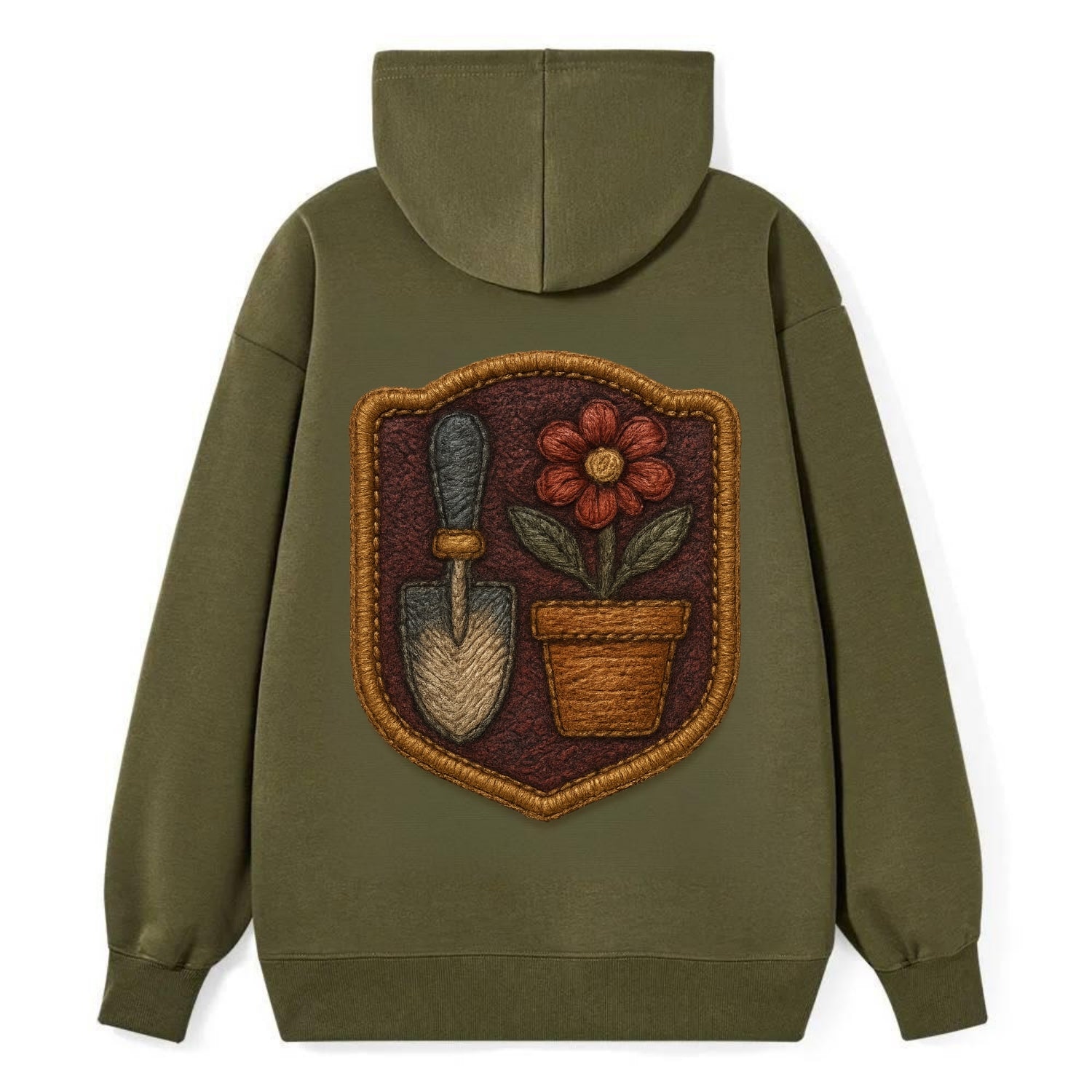 Garden trowel with flower pot - gardener badge - Classic Pullover Hoodie - ArmyGreen