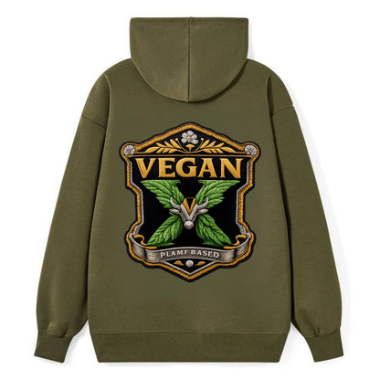 VEGAN X - plant-based symbol in green , animal rights - Classic Pullover Hoodie - ArmyGreen