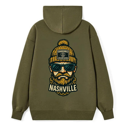 Nashville Commodore wearing Vanderbilt beanie with anchor patch - Classic Pullover Hoodie - ArmyGreen