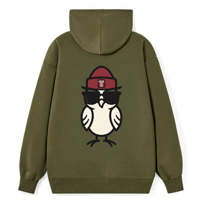 Philadelphia Owl wearing Temple beanie with T patch - Classic Pullover Hoodie - ArmyGreen
