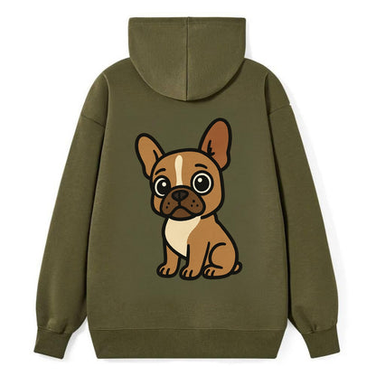 French Bulldog - Head tilt one ear up - Classic Pullover Hoodie - ArmyGreen