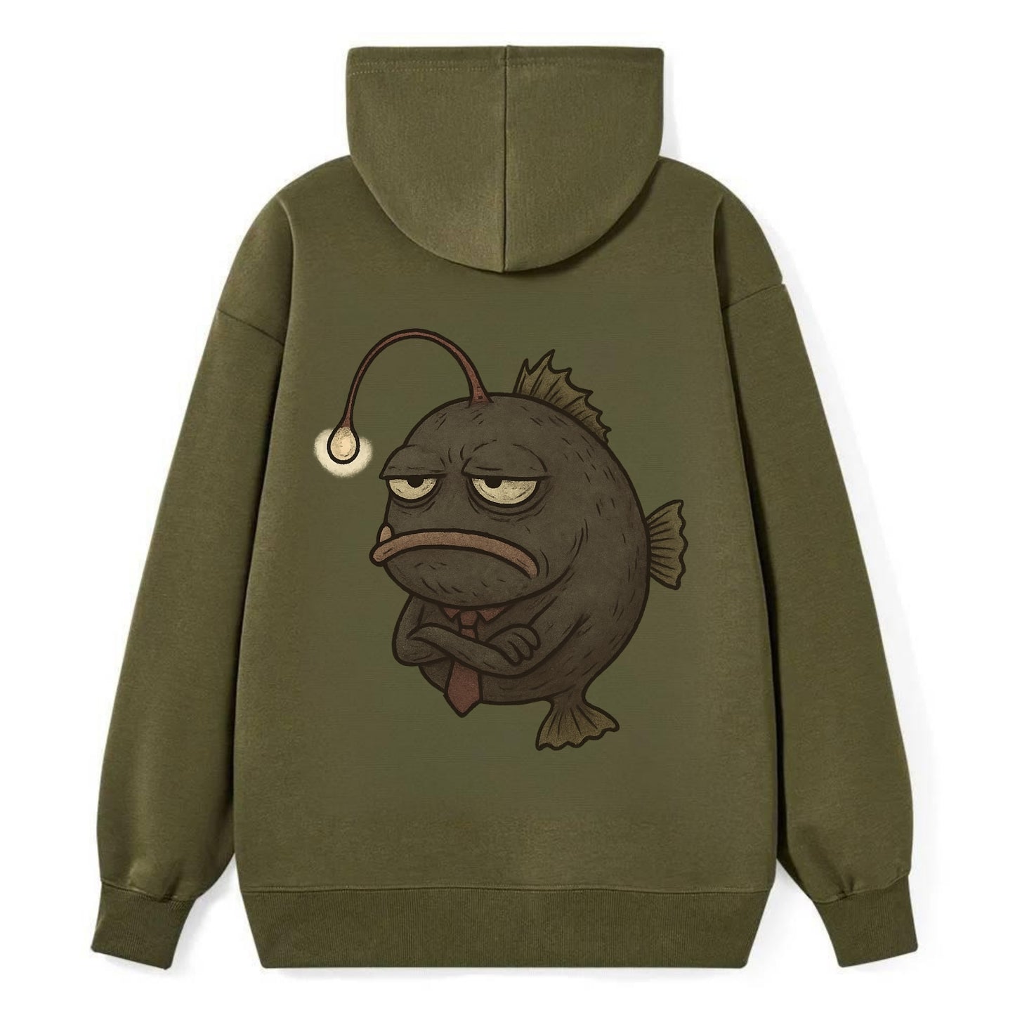 THE ANGLERFISH LURES DISAPPOINTMENT | Dark gray anglerfish with dim light - Classic Pullover Hoodie - ArmyGreen