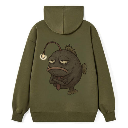 THE ANGLERFISH LURES DISAPPOINTMENT | Dark gray anglerfish with dim light - Classic Pullover Hoodie - ArmyGreen