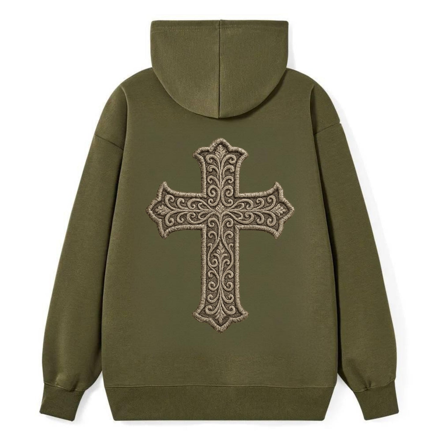 Filigree Cross  - Classic Pullover Hoodie - ArmyGreen