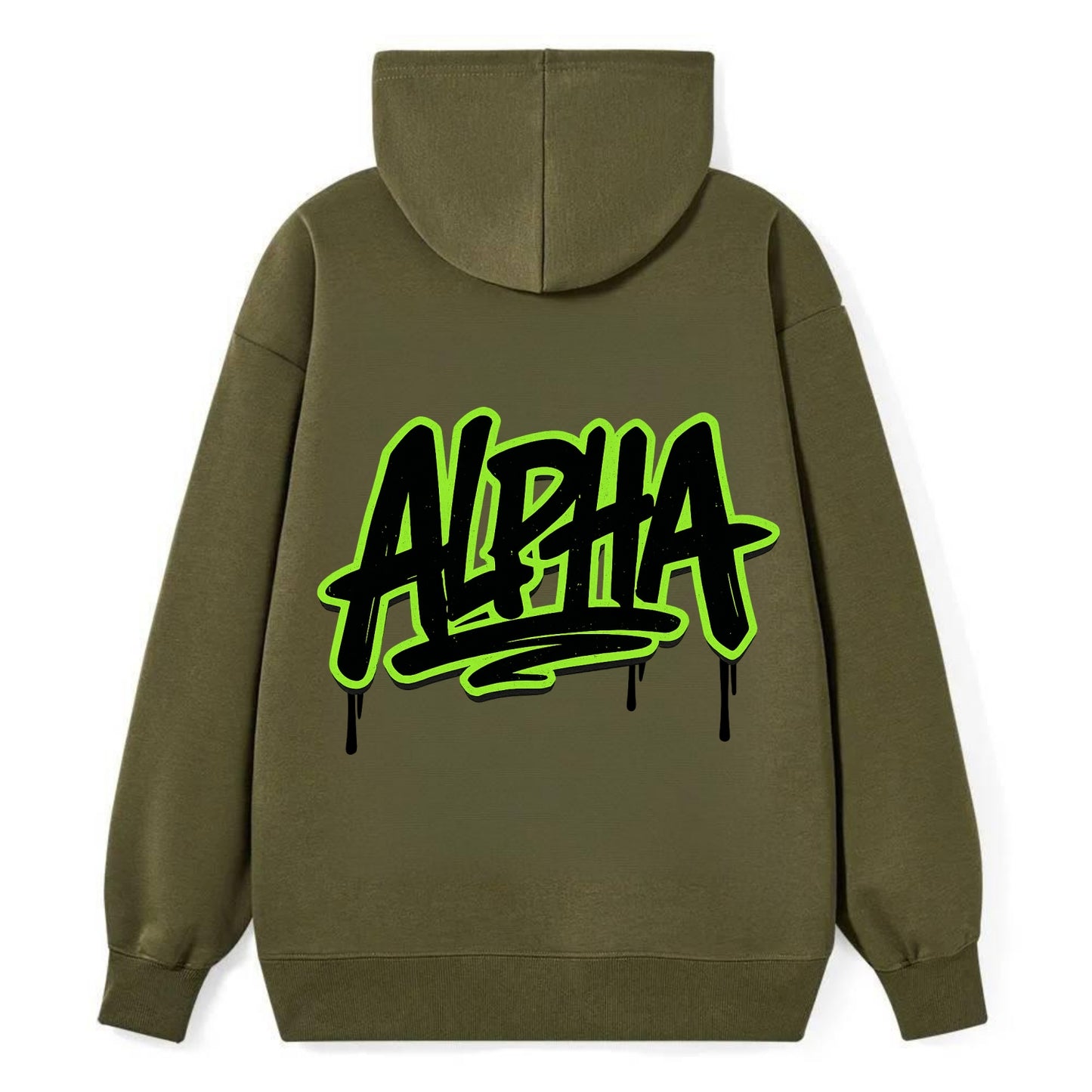 Bold typography design - "ALPHA" - leader of the pack - Classic Pullover Hoodie - ArmyGreen