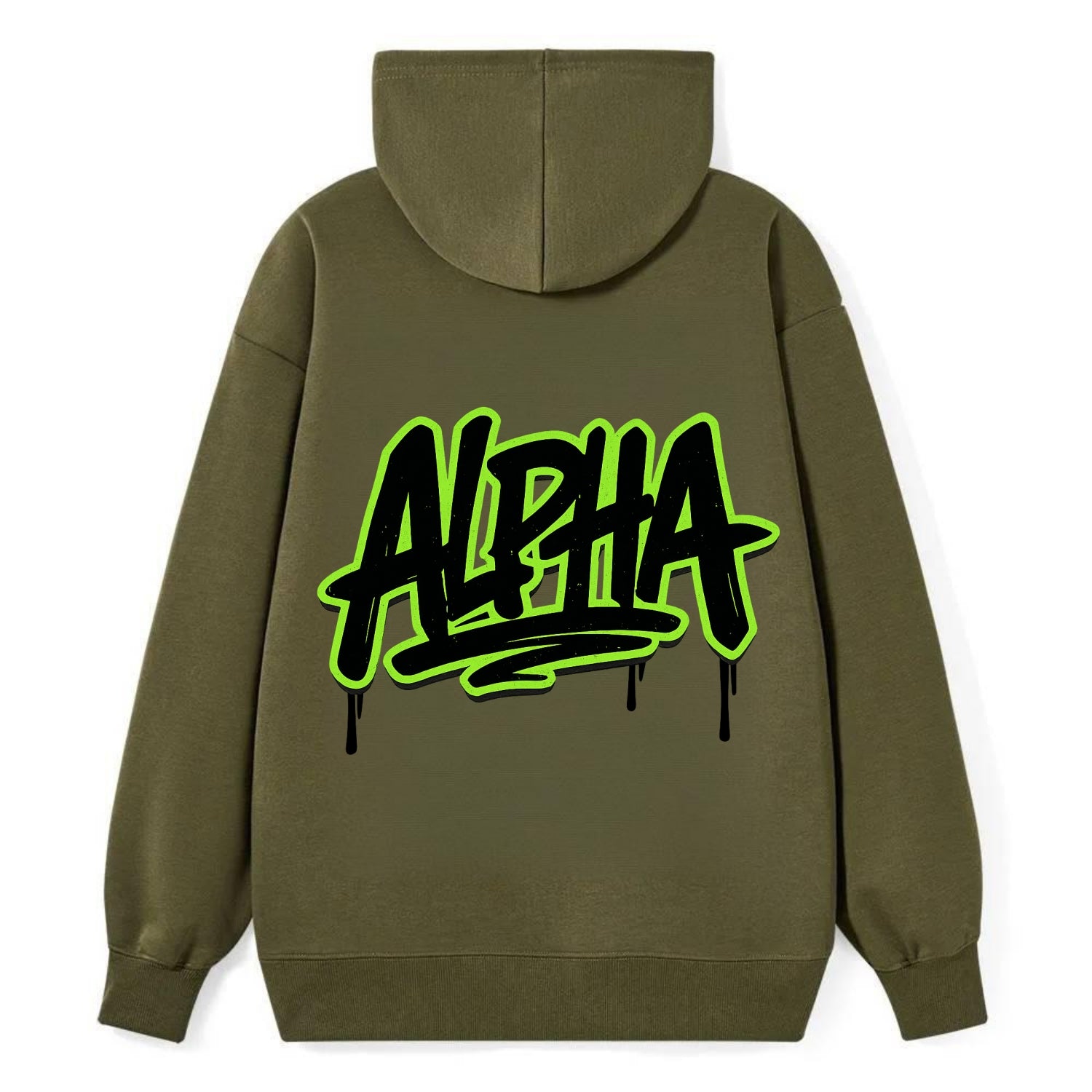 Bold typography design - "ALPHA" - leader of the pack - Classic Pullover Hoodie - ArmyGreen