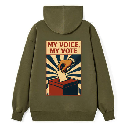 Hand dropping ballot into box with determination - "My Voice, My Vote" - - Classic Pullover Hoodie - ArmyGreen