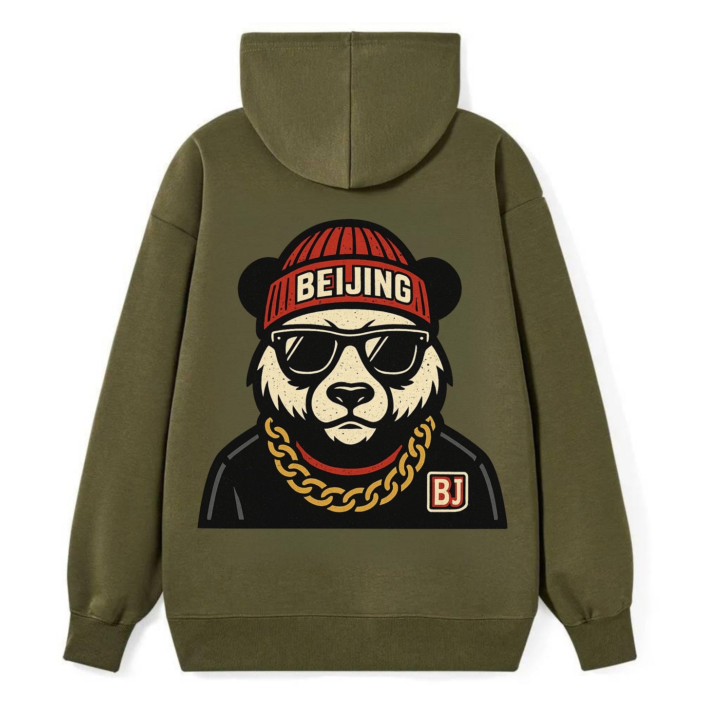 Beijing Panda - Classic Pullover Hoodie - ArmyGreen