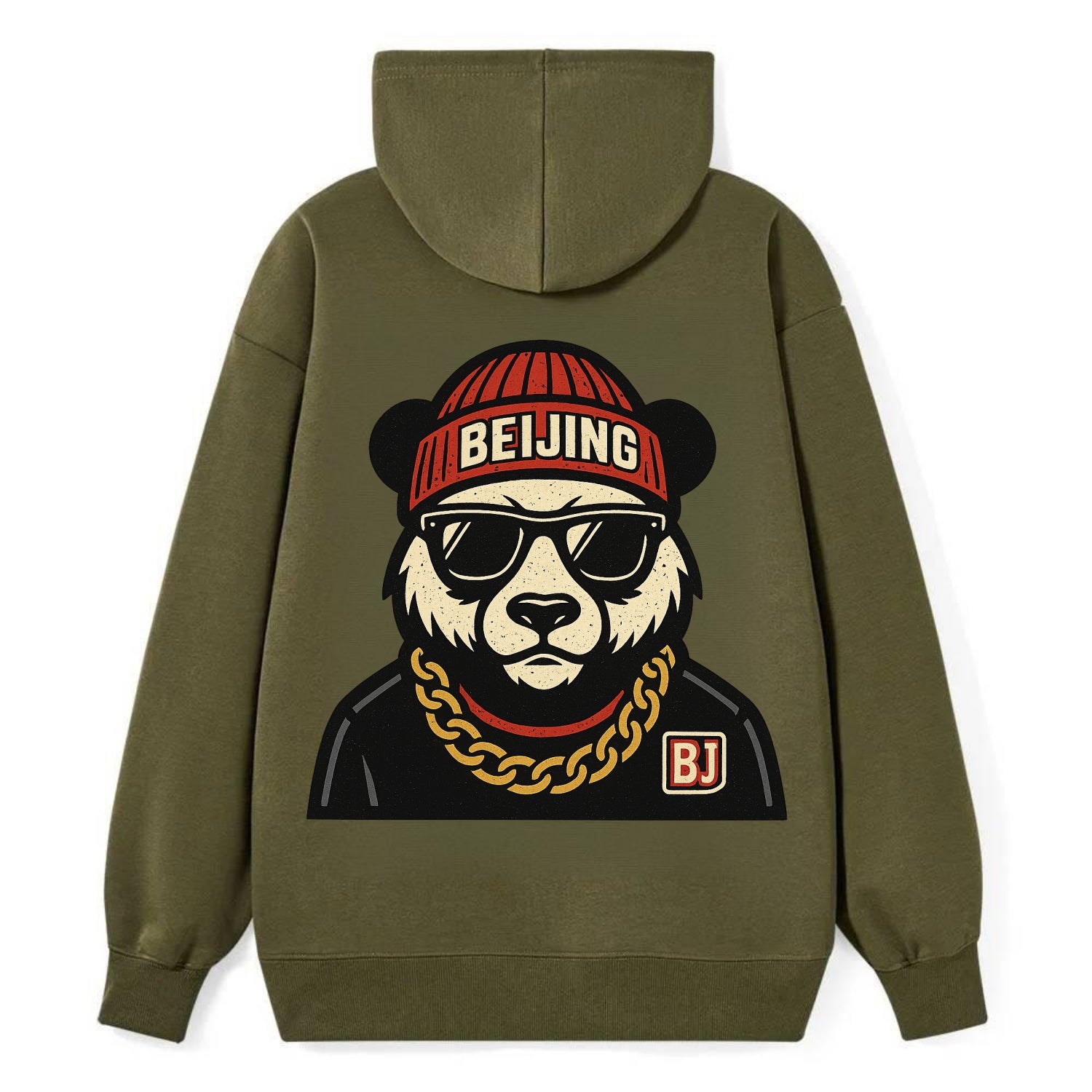 Beijing Panda - Classic Pullover Hoodie - ArmyGreen
