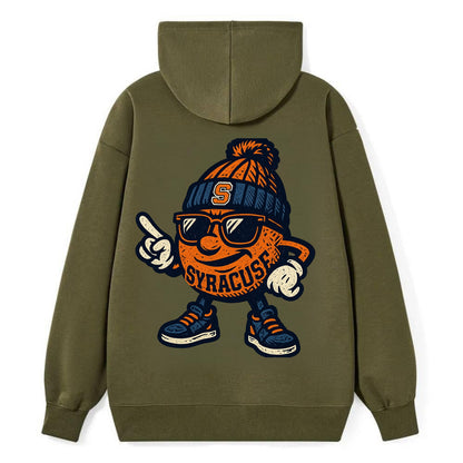 Syracuse Orange wearing Syracuse beanie with S patch - Classic Pullover Hoodie - ArmyGreen