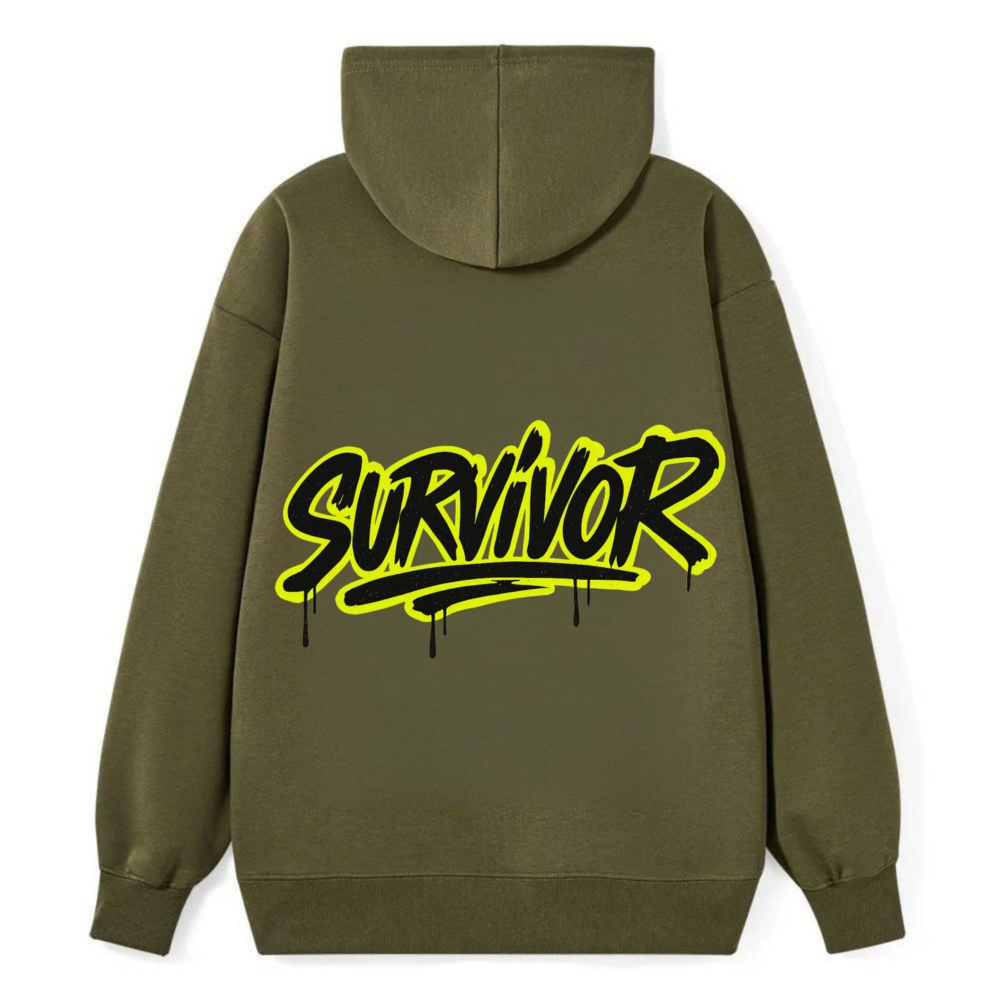 Bold typography design - "SURVIVOR" - overcomer, still standing, made it - Classic Pullover Hoodie - ArmyGreen