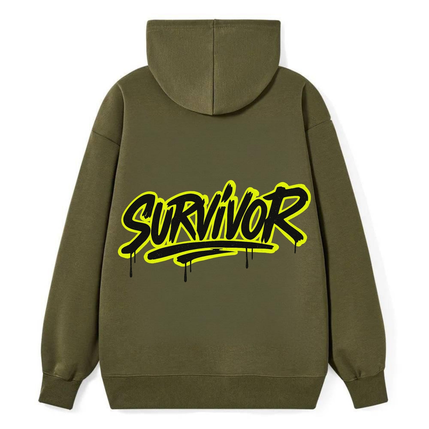 Bold typography design - "SURVIVOR" - overcomer, still standing, made it - Classic Pullover Hoodie - ArmyGreen