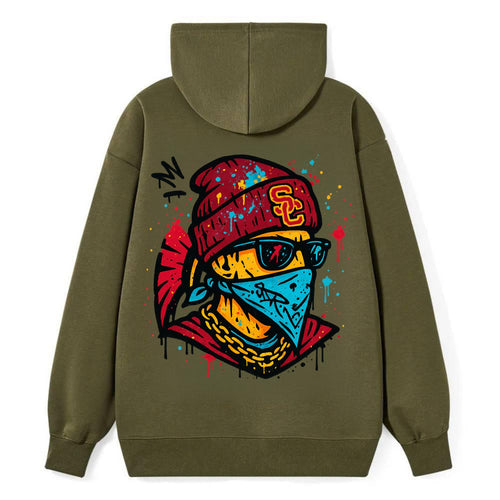 Los Angeles Trojan wearing USC beanie with SC patch - Classic Pullover Hoodie