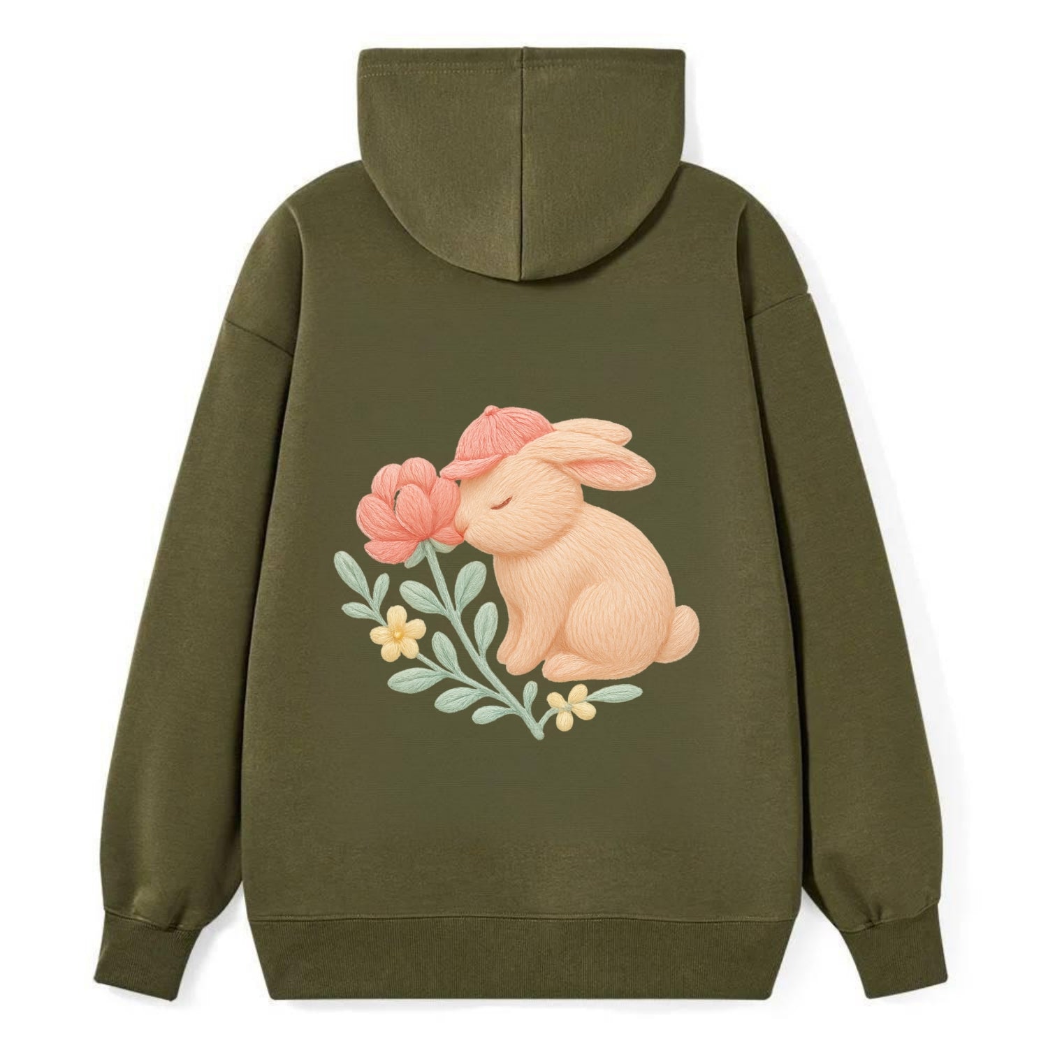 Peach Bunny - Classic Pullover Hoodie - ArmyGreen