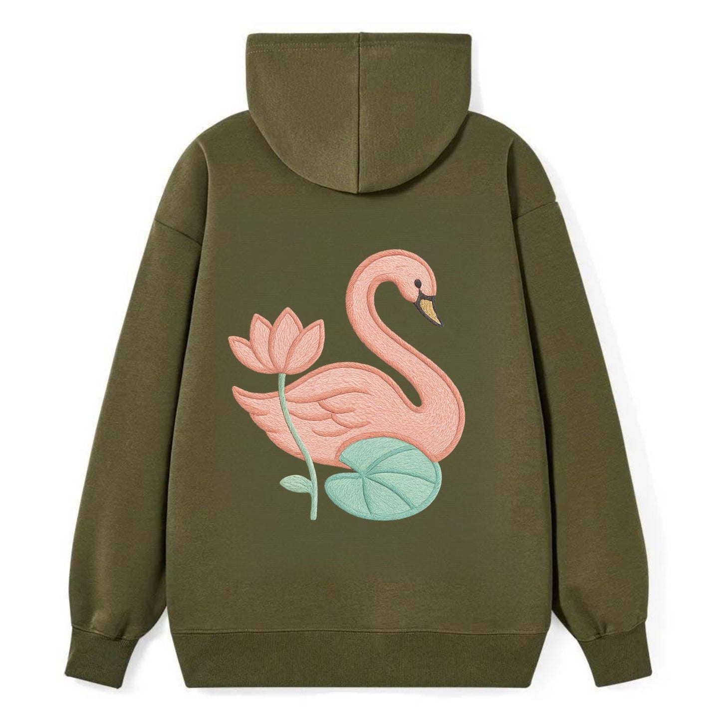 Coral Swan - Classic Pullover Hoodie - ArmyGreen