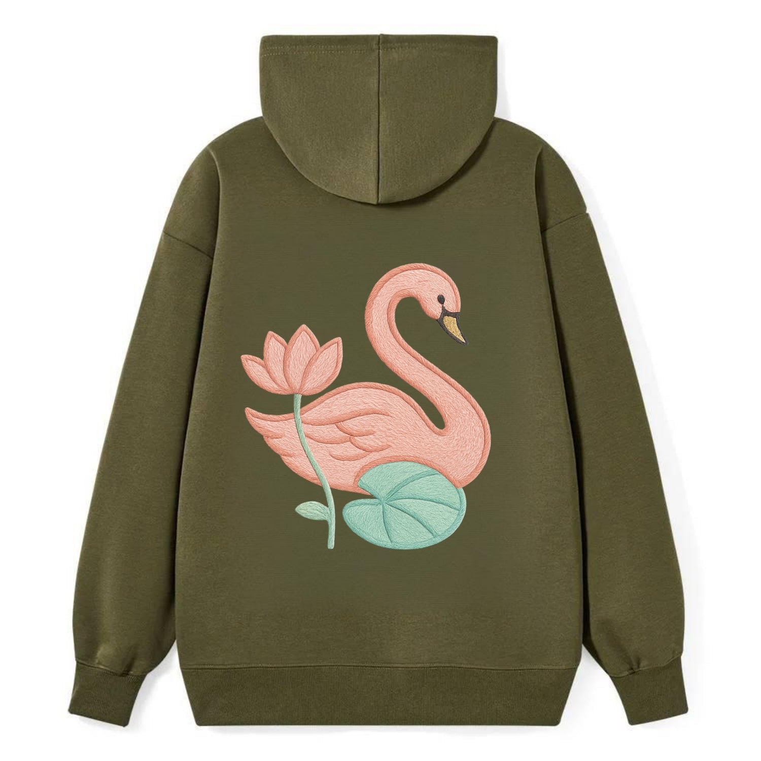 Coral Swan - Classic Pullover Hoodie - ArmyGreen