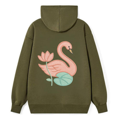 Coral Swan - Classic Pullover Hoodie - ArmyGreen